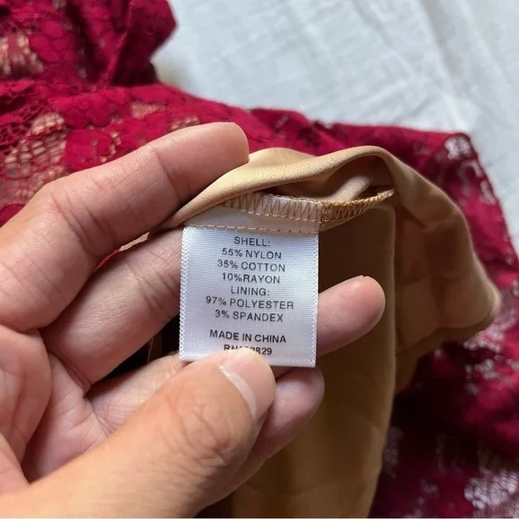 Majorelle magenta burgundy lace knit ruffle sleeveless mini dress - Picture 5 of 5